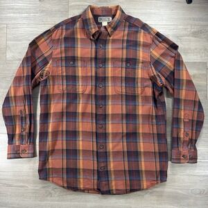 Duluth Trading Co Relaxed Fit Large Tall Orange Plaid Long Sleeve Button Down